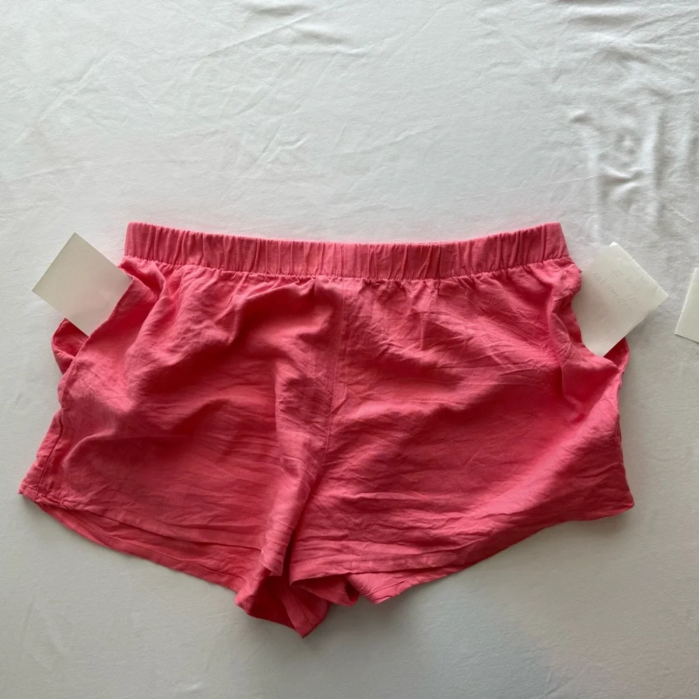 Show Me Your Mumu Hendrix Shorts XL Coral Pink Linen‎ Blend High Waist EXCELLENT
